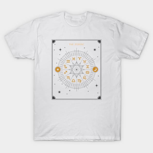 Signs of the Zodiac Wheel | Astrology Zodiac Sign Design T-Shirt by The Witch's Life